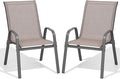 Patio Chairs Set of 2, Easily Set Up Stackable Outdoor Dining Chairs by Dovov