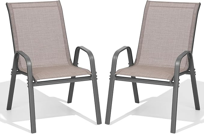 Patio Chairs Set of 2, Easily Set Up Stackable Outdoor Dining Chairs by Dovov
