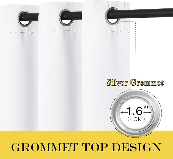 NICETOWN White Room Darkening Curtain 63 inches Long - Image 2
