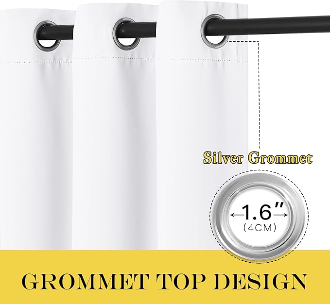 NICETOWN Room Darkening White Curtain 66 inches Long - Image 2