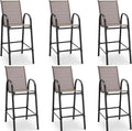 HOMREST Outdoor Bar Height Stools Set of 6, High Back Patio Chairs by HOMREST