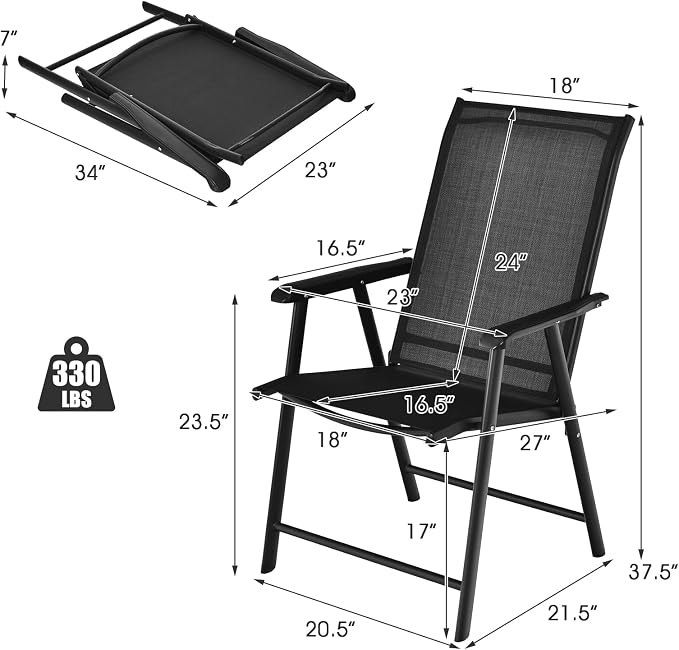 Giantex Set of 2 Patio Folding Chairs, Portable Outdoor Dining Chairs - Image 3
