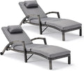 HOMREST Chaise Lounge Chairs Set of 2, PE Rattan Wicker Patio Lounge Chair by HOMREST