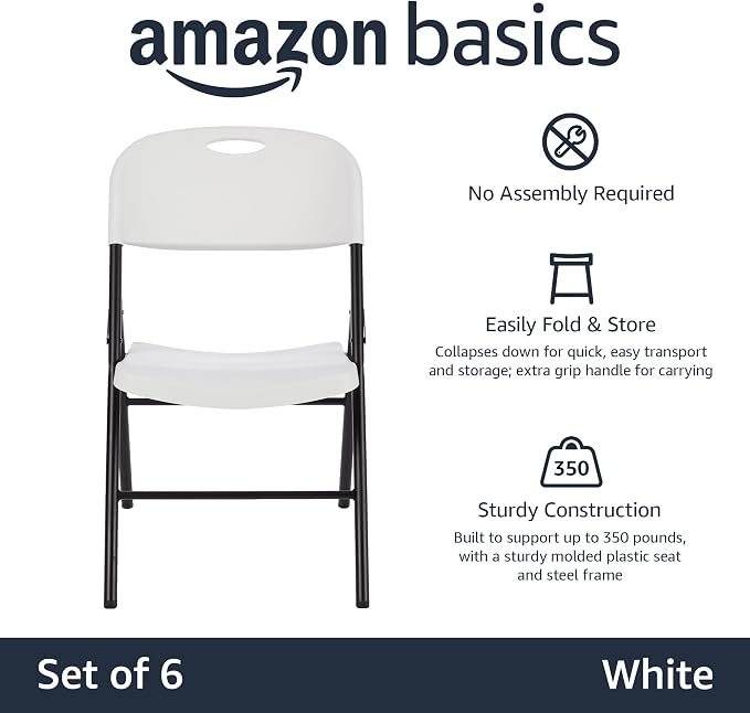 Amazon Basics Sturdy Foldable Plastic Chair, 350-Pound Capacity - Image 4