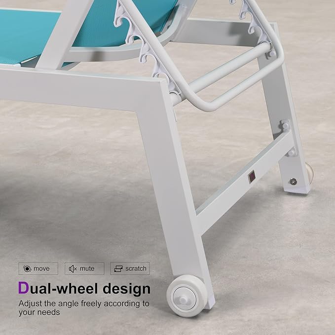 PURPLE LEAF Oversize Chaise Lounge Chair Outdoor 2 Pieces White Aluminum Lounge - Image 8