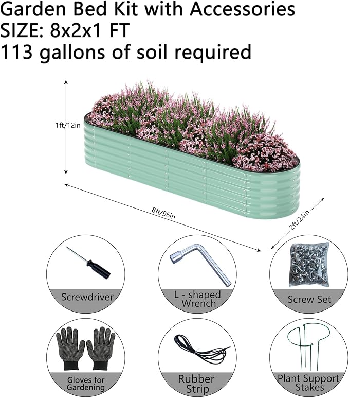 Garden Box Raised Flower Bed Galvanized Metal Planter Round Raised Garden Bed - Image 2