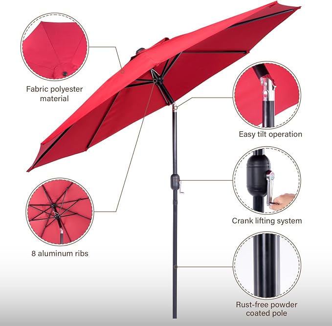 Backyard Expressions 9 ft. Patio Umbrella, Market Table Umbrella w/Tilt and - Image 2