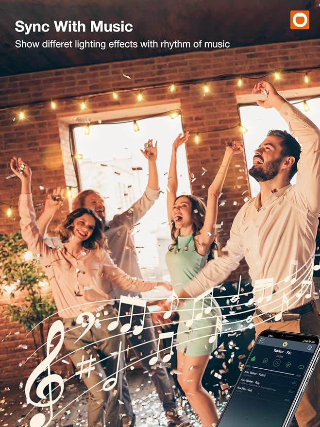 addlon 96FT Smart Outdoor String Lights, Dimmable Patio Lights - Image 3