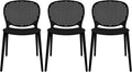 2xhome Set of 3 Patio Dining Chairs | Modern Stackable Outdoor Pool Side Chair by 2xhome
