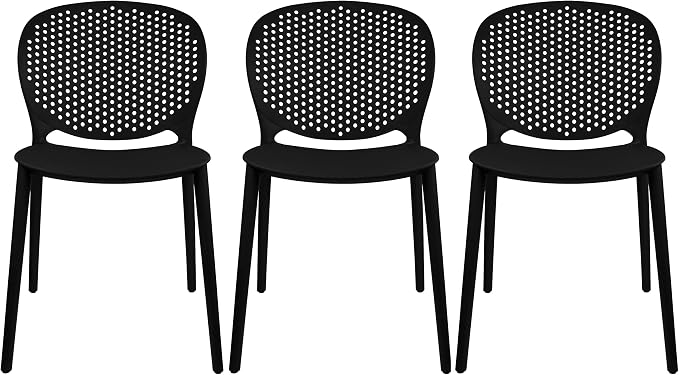 2xhome Set of 3 Patio Dining Chairs | Modern Stackable Outdoor Pool Side Chair by 2xhome