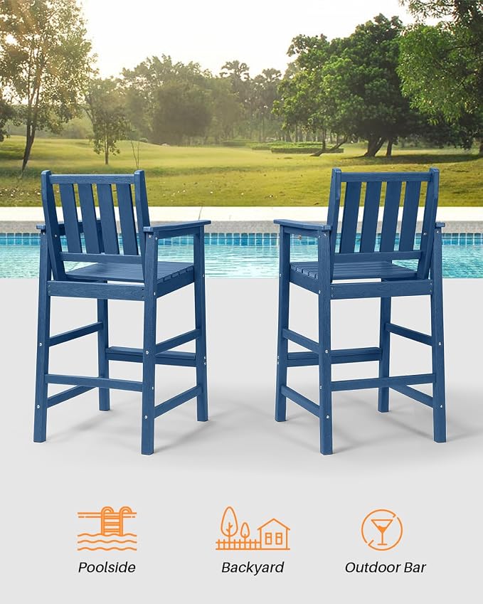5 Pieces Adirondack Bar Chairs Set, HDPE Patio Bar Height Table and Chairs - Image 6