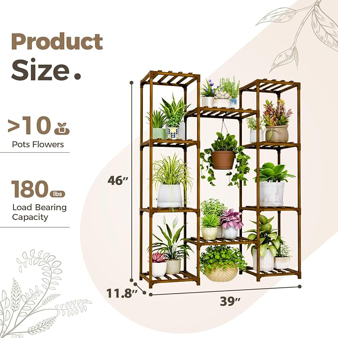 Bamworld Plant Stand Indoor Outdoor Hanging Shelf - Image 7