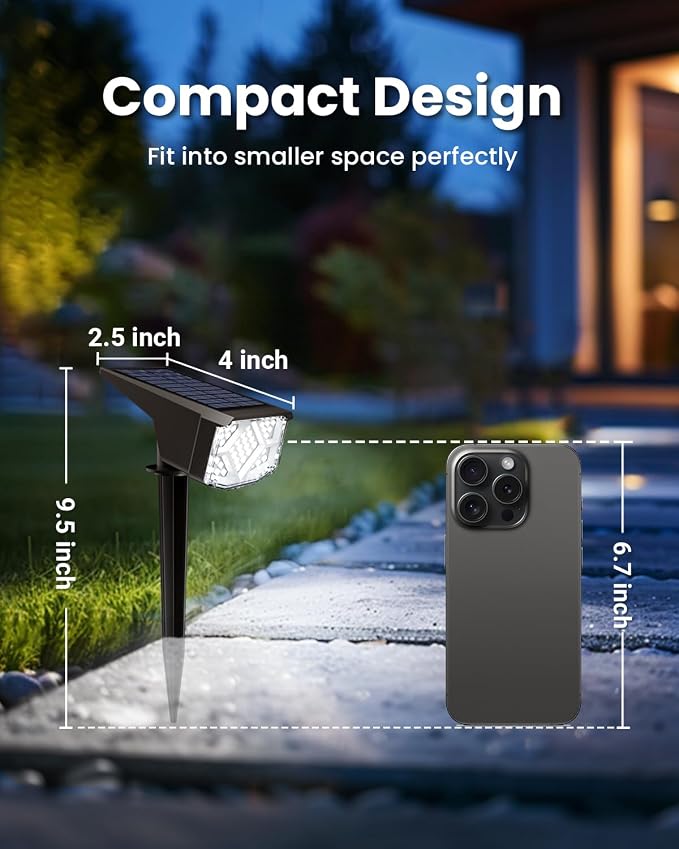 Solar Spot Lights Outdoor, Solar Lights Outdoor Waterproof IP65, Compact Design - Image 2