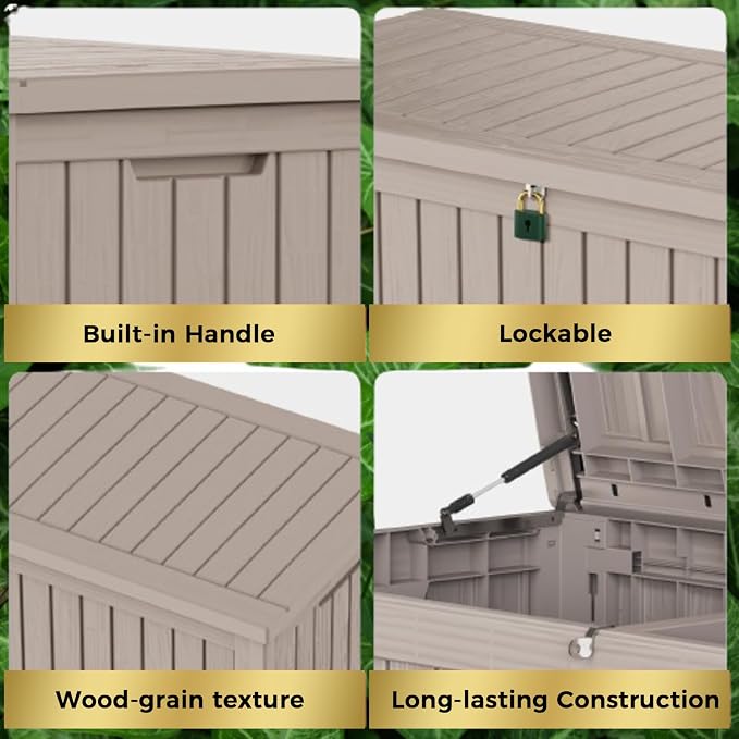 TARKARI 180 Gallon Lockable Resin Deck Box, Waterproof & UV-Resistant Outdoor - Image 6