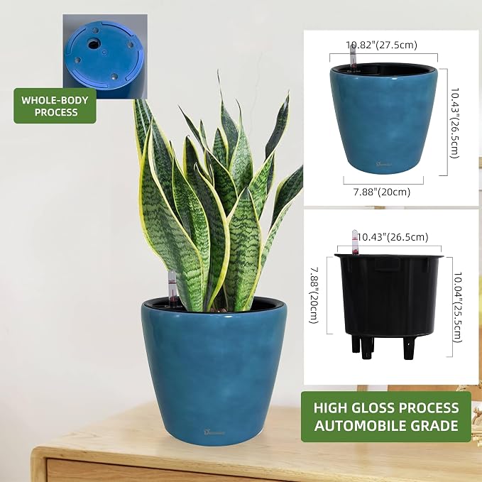 Dexceder 11x10 Inches Self Watering Planter Indoor Outdoor, Inner Pot Design - Image 3