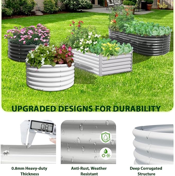 A ANLEOLIFE 12X3X1.5 ft Galvanized Raised Garden Beds Outdoor, Oval Extra Large - Image 7