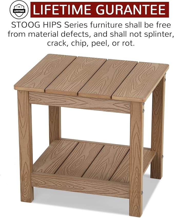 Stoog Outdoor Side Table, Weather Resistant 2-Tier Rectangle Patio End Table - Image 3