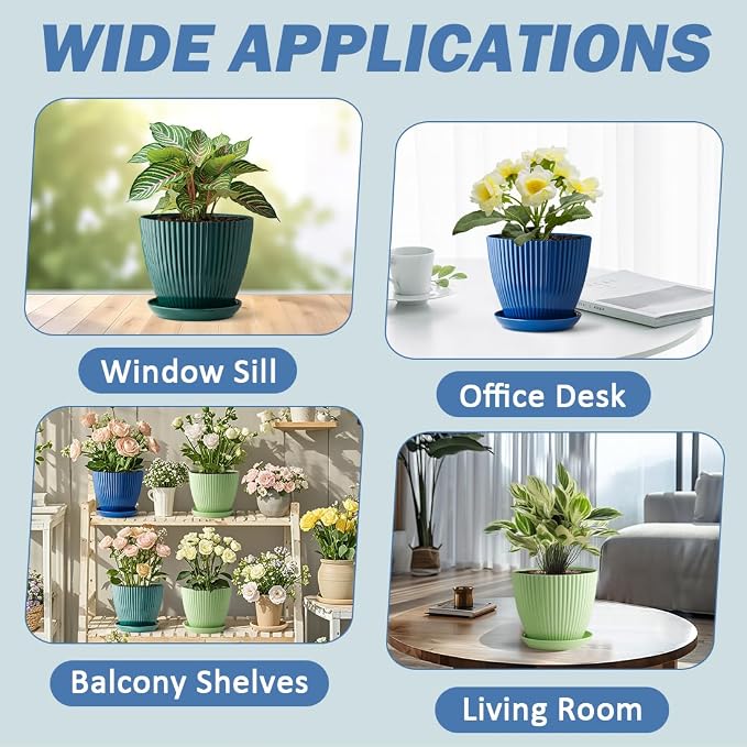 6 Inch Plant Pots, Plastic Flower Pots - Image 7