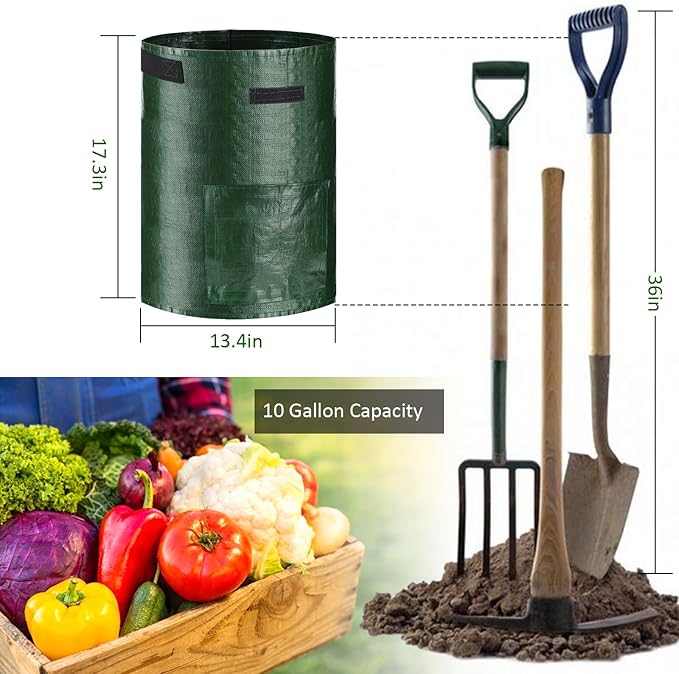 JJGoo 2 Pack 10 Gallon Garden Potato Grow Bags - Image 2