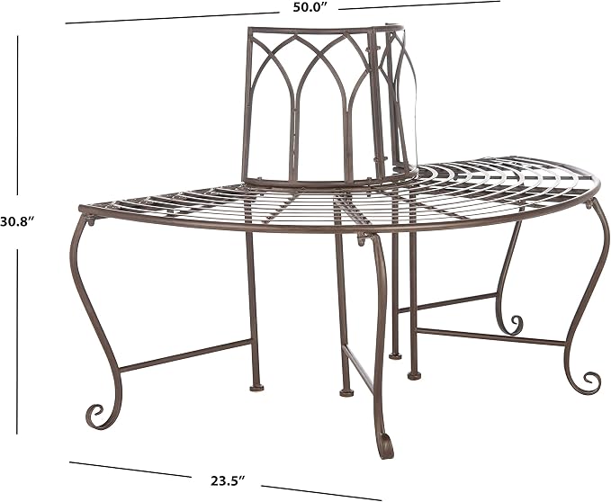 SAFAVIEH Outdoor Furniture Collection – Abia Rustic Brown Wrought Iron 50-Inch - Image 3