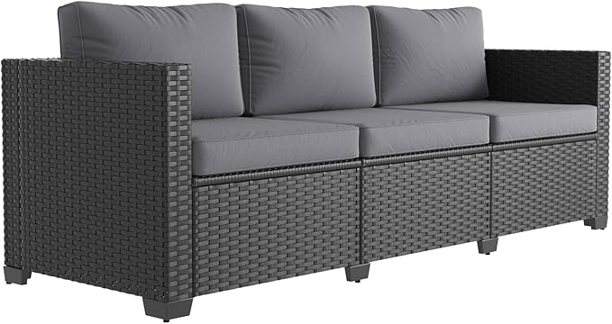 Aoxun 1 Piece 3-Seats Sofa Patio Furniture Set, Wicker Outdoor Furniture by Aoxun