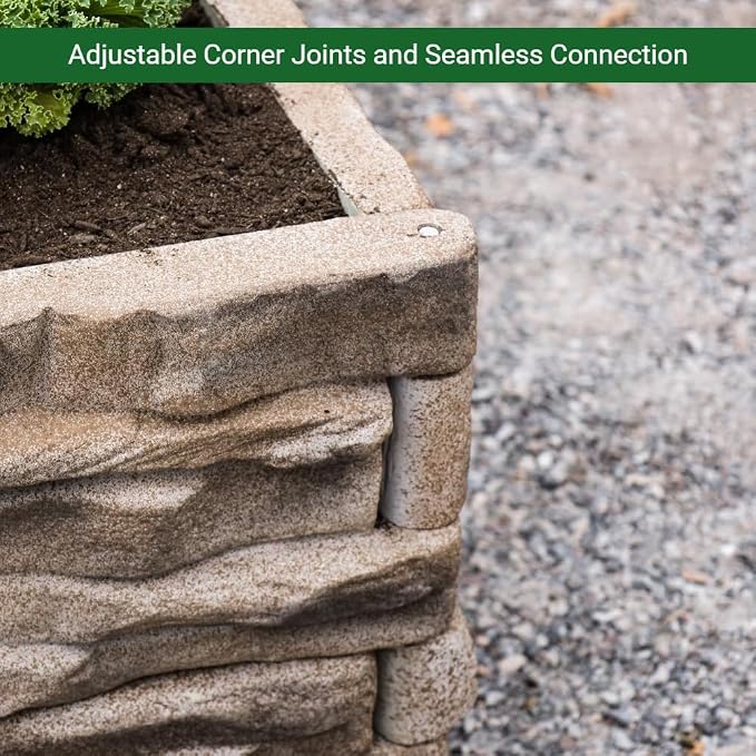 Raised Garden Bed Outdoor Tan/Brown Ledgestones Composite Polyurethane Natural - Image 5