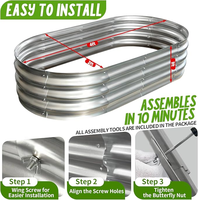Galvanized Raised Garden Bed Kit, Planter Garden Boxes Outdoor, Oval Large Metal - Image 3