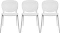 2xhome Set of 3 Patio Dining Chairs | Modern Stackable Outdoor Pool Side Chair by 2xhome