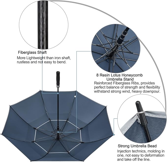 G4Free 47/54/62/68/72 Inch Automatic Open Golf Umbrella Oversize Extra Large - Image 5