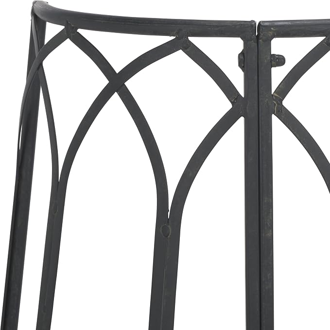 SAFAVIEH Outdoor Collection Abia Victorian Antique Black Semicircle Tree Bench - Image 6
