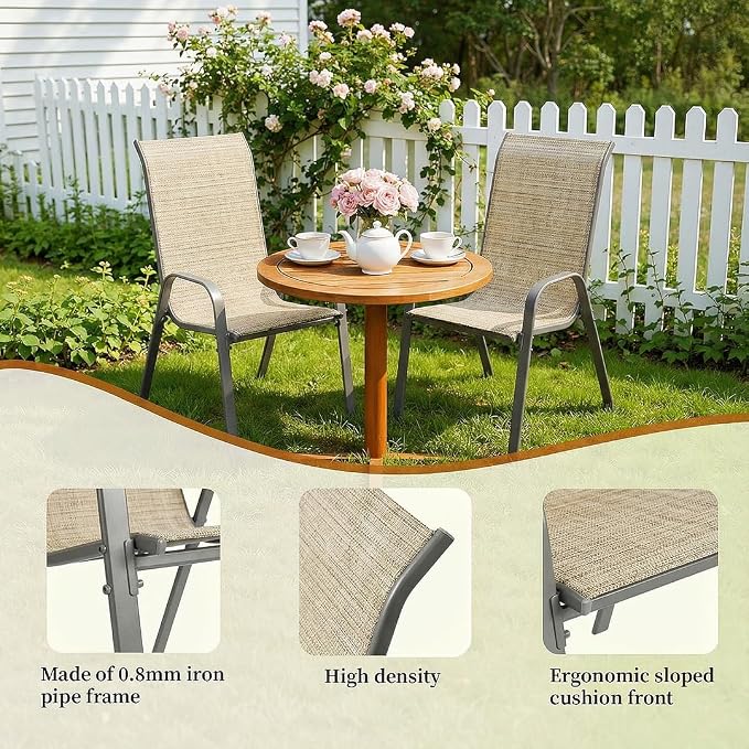MAMIZO Patio Dining Chairs, Stackable All Weather Teslin Chair, Heavy Duty - Image 5