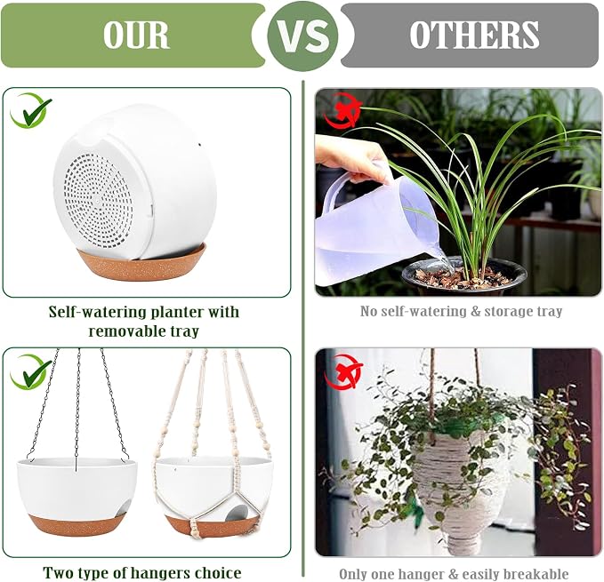 Hanging Planters for Outdoor Indoor Plants, 2 Pack 12 Inch Hanging Basket - Image 4