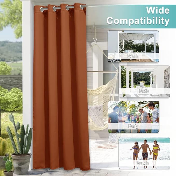 NICETOWN 2 Panels Outdoor Curtains Waterproof, Thermal Insulated Rustproof - Image 5