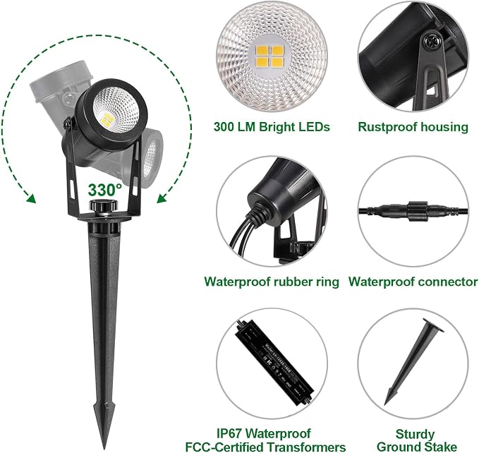 Low Voltage Landscape Lighting, 6 Pack Outdoor Spot Lights - Image 2