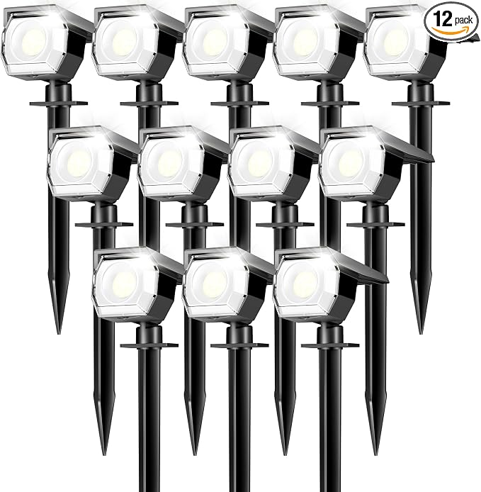 Peasur 12 Pack Solar Lights Outdoor, Solar Spotlights Outdoor Waterproof 3 Modes by Peasur