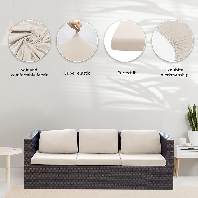 8Pcs Stretch Patio Cushion Covers, Outdoor Couch Covers Replacement, Outdoor - Image 3