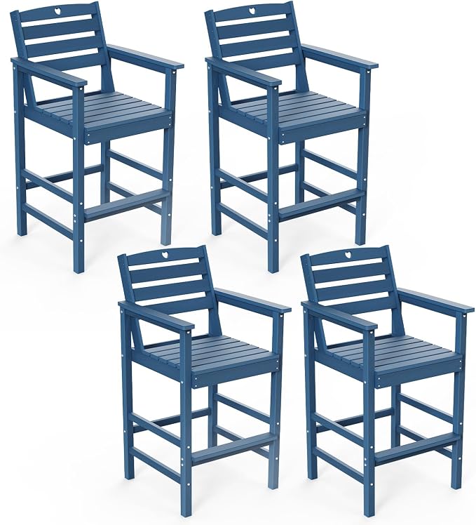 Patio Bar Table, Adirondack Chairs and Table 4 Pieces Set, Bar Height Chairs by Orbcove