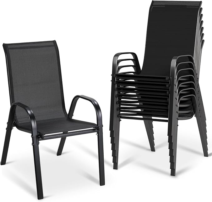 MAMIZO Patio Dining Chairs, Stackable All Weather Teslin Chair, Heavy Duty by MAMIZO