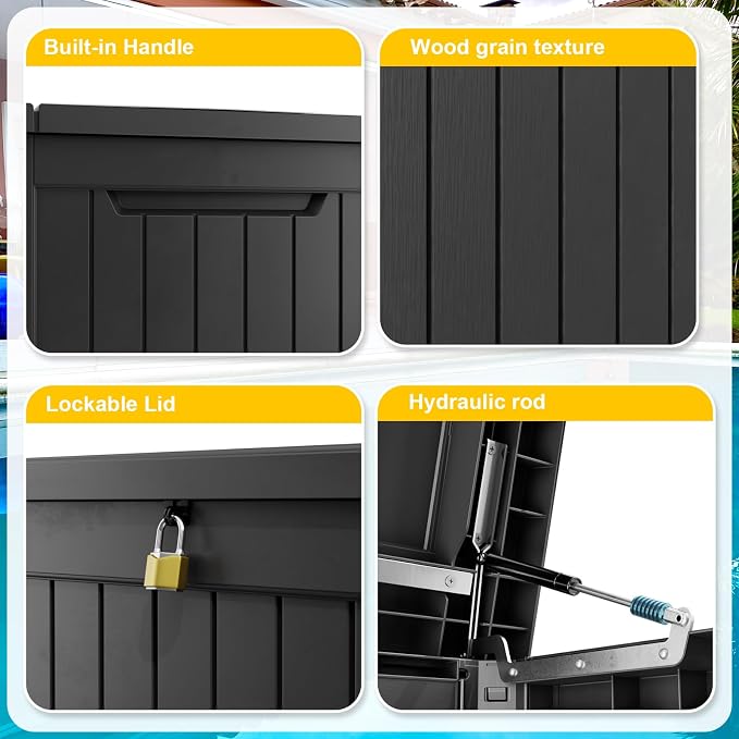 ROJIK Outdoor Storage Housing Deck Box, Waterproof Patio Furniture, Garden Tools - Image 4