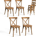 VINGLI Plastic Outdoor Dining Chairs Set of 4, Stackable Patio Farmhouse Brown by VINGLI