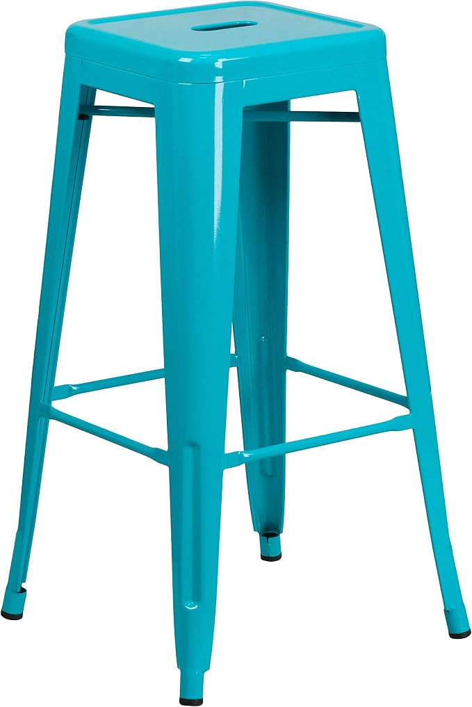 Flash Furniture Kai Commercial Grade 4 Pack 30" High Backless Crystal Teal-Blue - Image 5