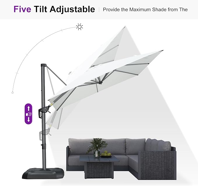 PURPLE LEAF 8 Feet Square Cantilever Umbrella Patio Umbrella - Image 6