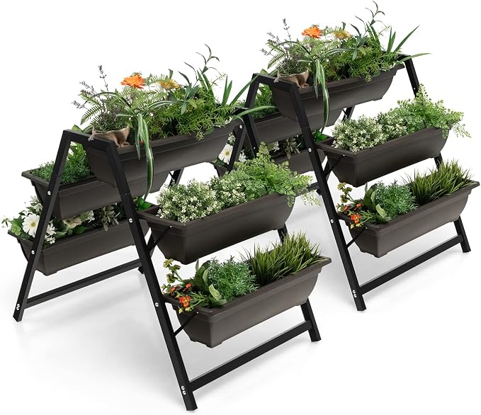 Giantex Set of 2 Vertical Raised Garden Bed, 5 Planter Boxes Container by Giantex