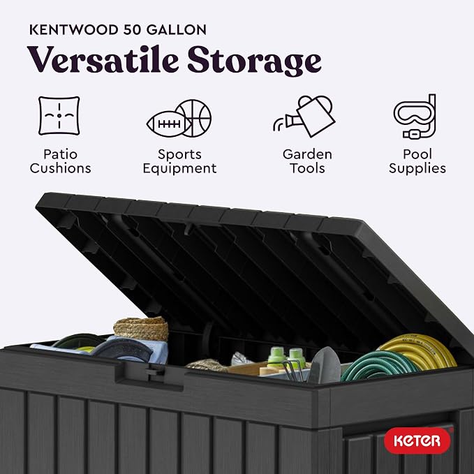 Keter Kentwood 50 Gallon Resin Deck Box - Image 4