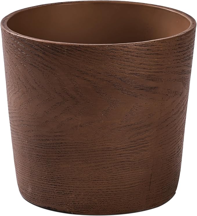 Ekirlin 7 inch Plant Pot, Resin Mahogany Texture Flower Planters by Ekirlin