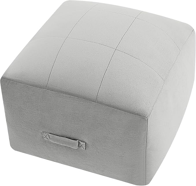 MeMoreCool Square Stuffed Pouf Ottoman Foot Rest, Floor Pouf Foot Stool by MeMoreCool
