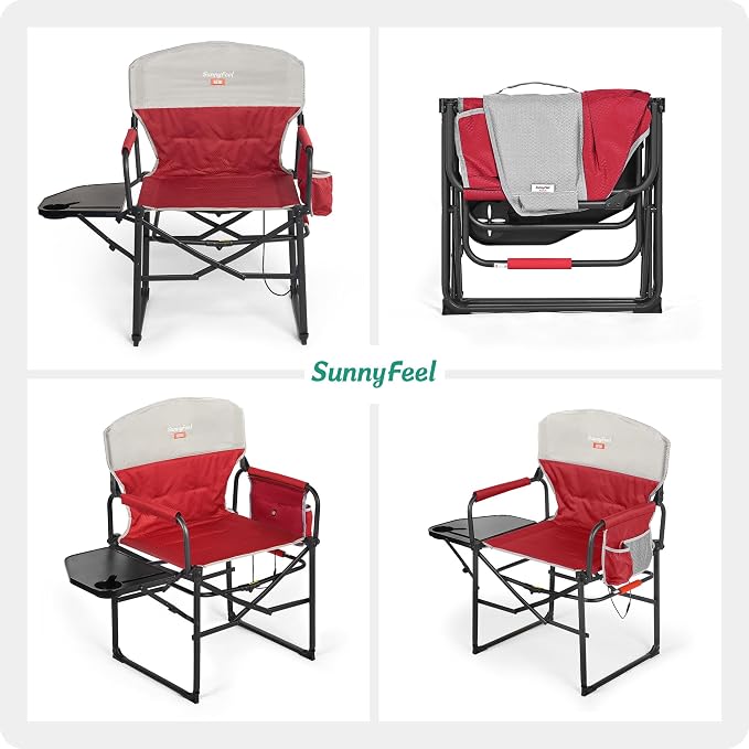 SUNNYFEEL Heated Camping Directors Chair, Heavy Duty, Oversized Outdoor - Image 8