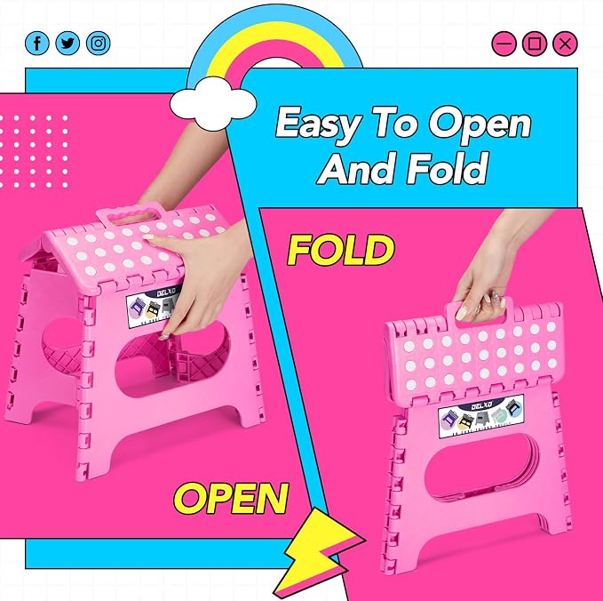 Delxo Folding Step Stool, 11 Inch Non-Slip Foldable Step Stools - Image 7