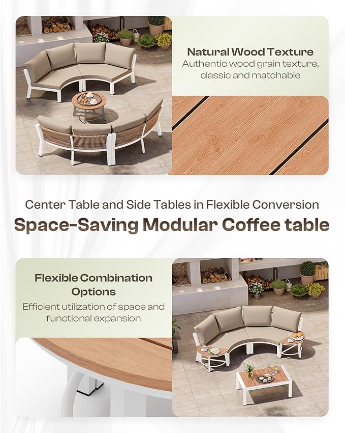 Outdoor Aluminum Round Coffee Table, All-Weather Patio Coffee Tables - Image 5