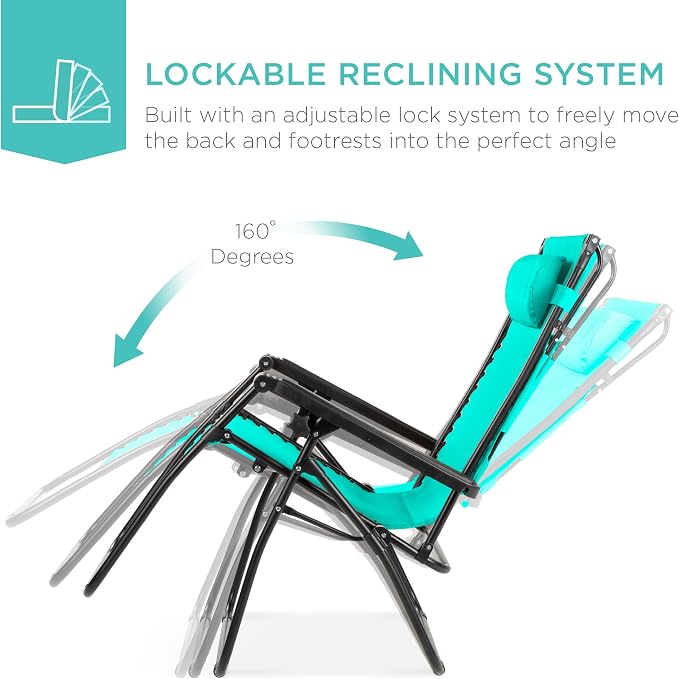 Best Choice Products Folding Zero Gravity Outdoor Recliner Patio Lounge Chair - Image 4